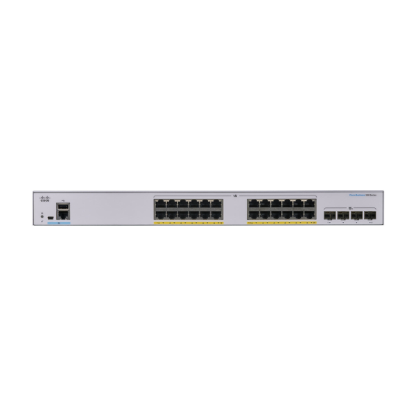 Managed Switch 24 cổng Gigabit PoE 195W + 4 cổng 1G SFP Cisco CBS350-24P-4G-EU