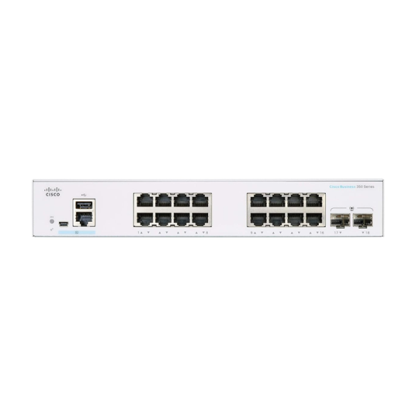 Managed Switch 16 cổng Gigabit + 2 cổng 1G SFP Cisco CBS350-16T-E-2G-EU