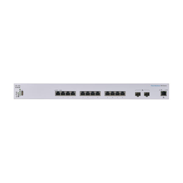 Managed Switch 12 cổng 10G + 2 x 10G combo LAN/SFP Cisco CBS350-12XT-EU