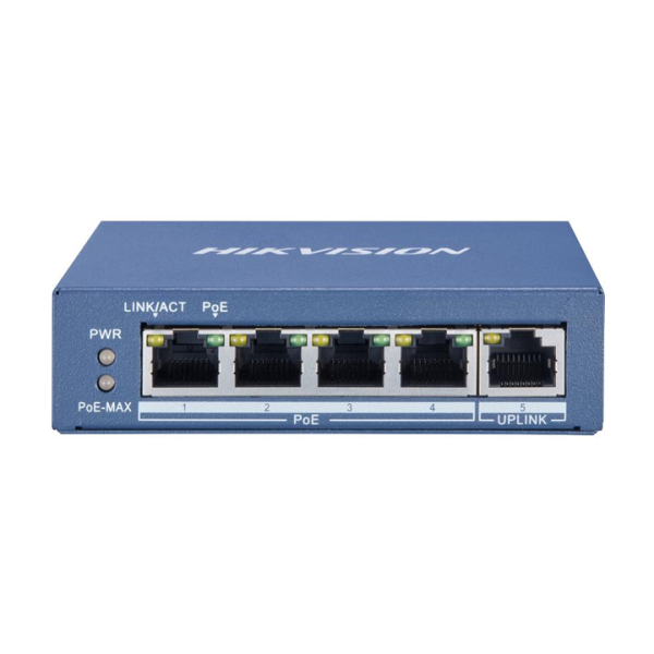 Switch 4 cổng Gigabit PoE + 1 cổng Uplink Gigabit Hikvision DS-3E0505P-E/M