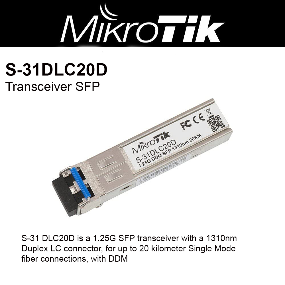 Module quang SFP Single-mode Duplex LC MikroTik S-31DLC20D