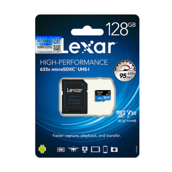 Thẻ nhớ Lexar MicroSDXC  128GB – Class 10, U3, V30, A1