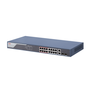 Switch 16 cổng 100Mbps PoE + 2 combo LAN/SFP Gigabit Hikvision DS-3E1318P-EI