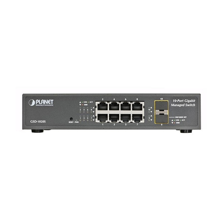 Managed Gigabit Switch 8 Port GE + 2 SFP PLANET GSD-1020S