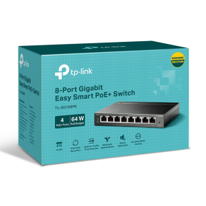 Smart Switch 8 cổng Gigabit với 4 cổng PoE+ TP-Link TL-SG108PE