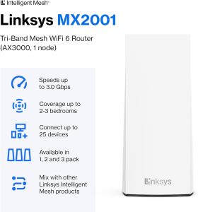 Router Mesh Wi-Fi Atlas 6 Băng tần kép AX3000 Linksys MX2001-AH