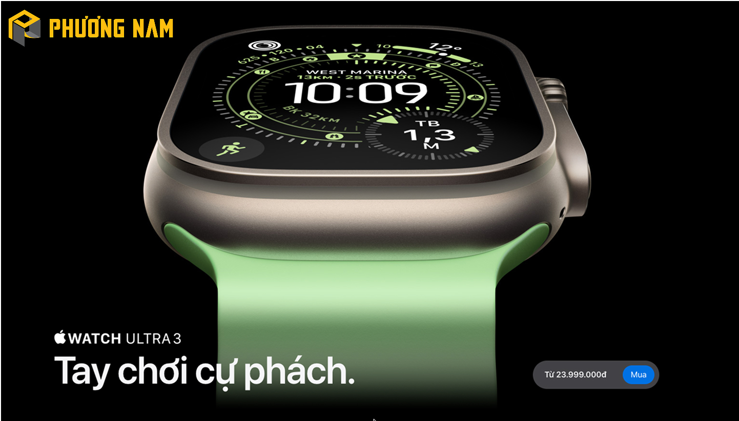 Apple Watch Ultra 3 GPS 5G 49mm Viền Titan dây Alpine - Small (Titan Tự nhiên - Dây xanh) MEWK4SA/A – Chính hãng Apple VN Apple Watch Ultra 3 GPS 5G 49mm Viền Titan dây Alpine - Small (Titan Tự nhiên - Dây xanh) MEWK4SA/A – Chính hãng Apple VN