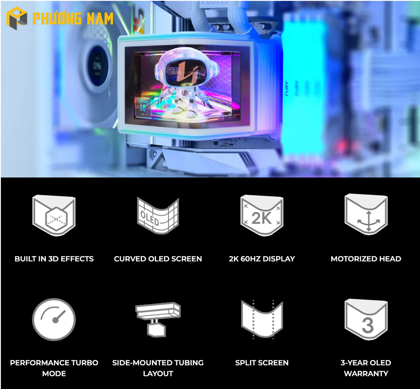 Tản nhiệt nước AIO Lian Li HydroShift II OLED Curved 360TL Black GHS2OLDC36TB Tản nhiệt nước AIO Lian Li HydroShift II OLED Curved 360TL Black GHS2OLDC36TB