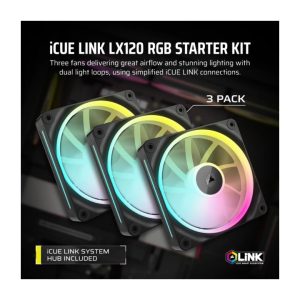 Bộ 3 quạt máy tính 120mm Corsair iCUE Link LX120 RGB CO-9051026-WW