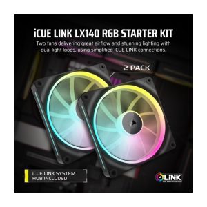 Bộ 2 quạt máy tính 140mm Corsair iCUE Link LX140 RGB CO-9051028-WW