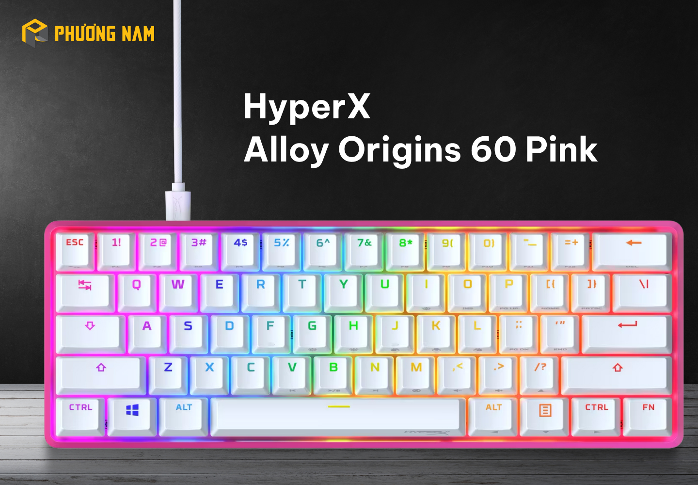 Bàn phím cơ HyperX Alloy Origins 60 Pink 572Y6AA#ABA