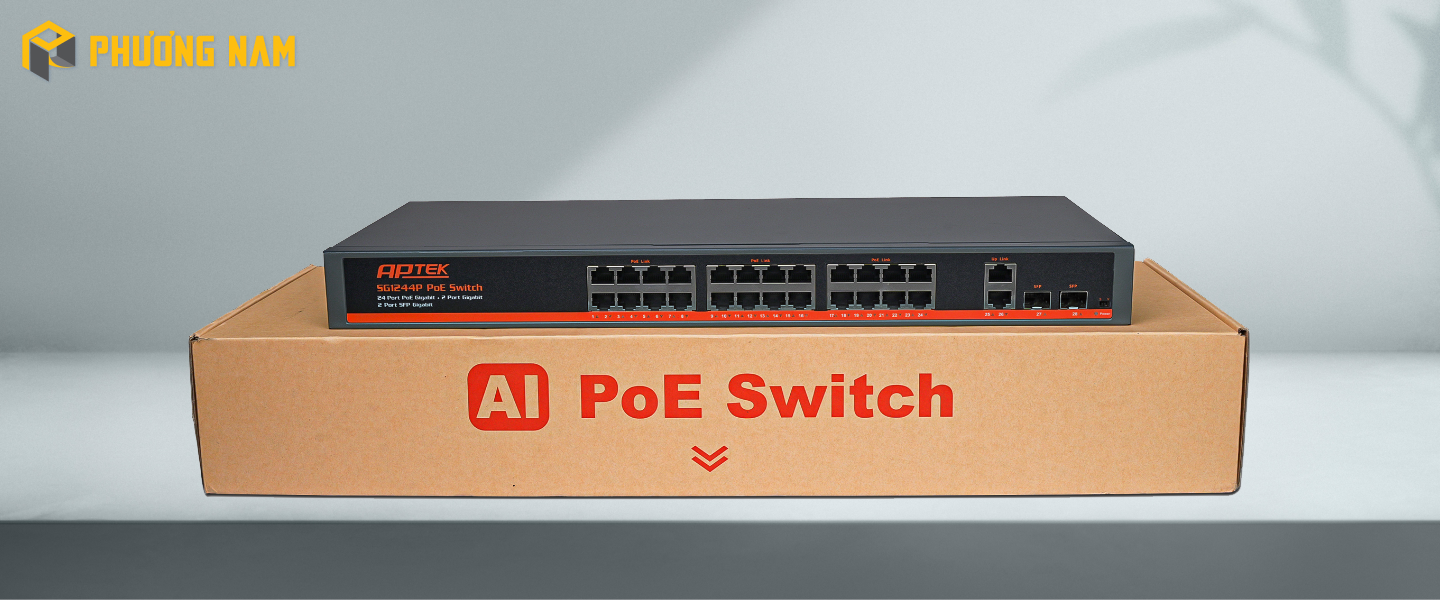 Switch 24 Cổng PoE Gigabit APTEK SG1244P