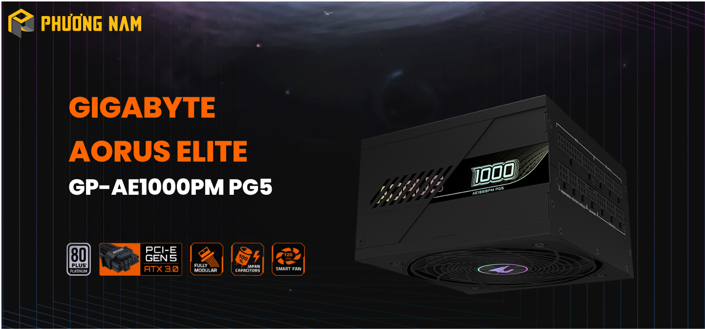 Nguồn GIGABYTE AORUS ELITE GP-AE1000PM PG5 1000W 80 PLUS Platinum 