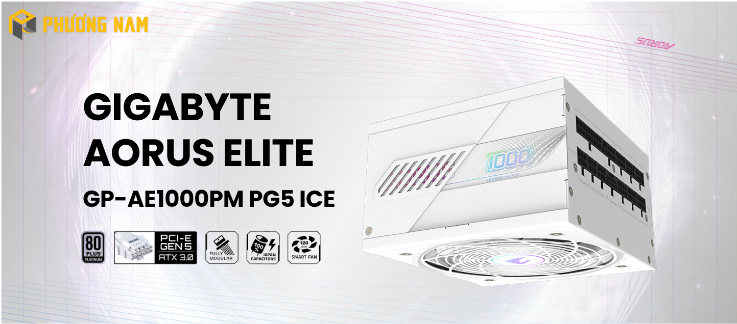 Nguồn GIGABYTE AORUS ELITE GP-AE1000PM PG5 ICE 1000W 80 PLUS Platinum 