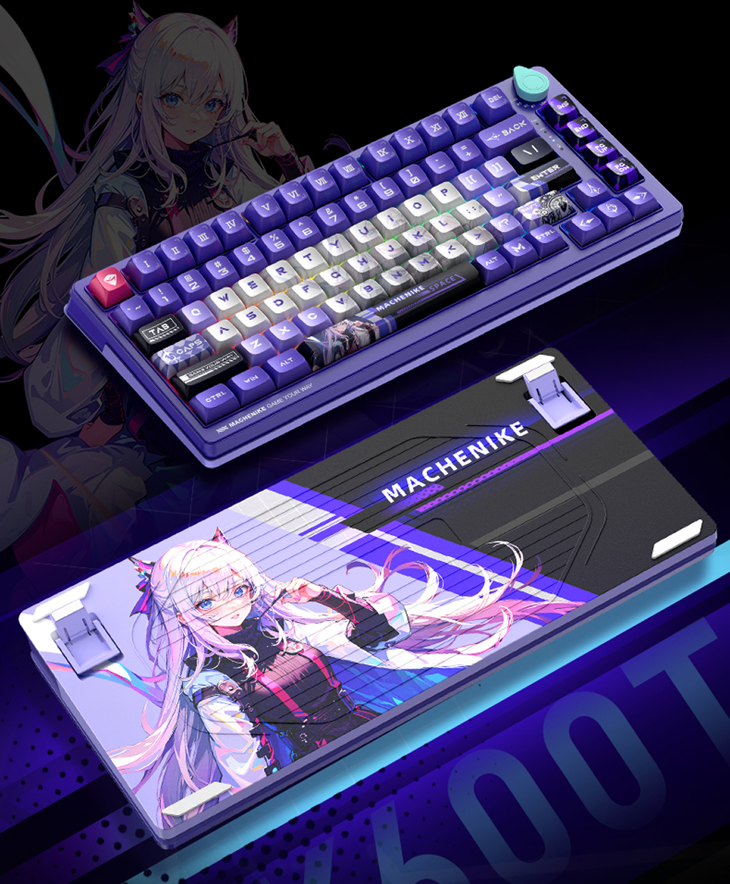 Bàn phím cơ Machenike K600T-B82 Tri-Mode RGB Shirasaiko Bàn phím cơ Machenike K600T-B82 Tri-Mode RGB Shirasaiko