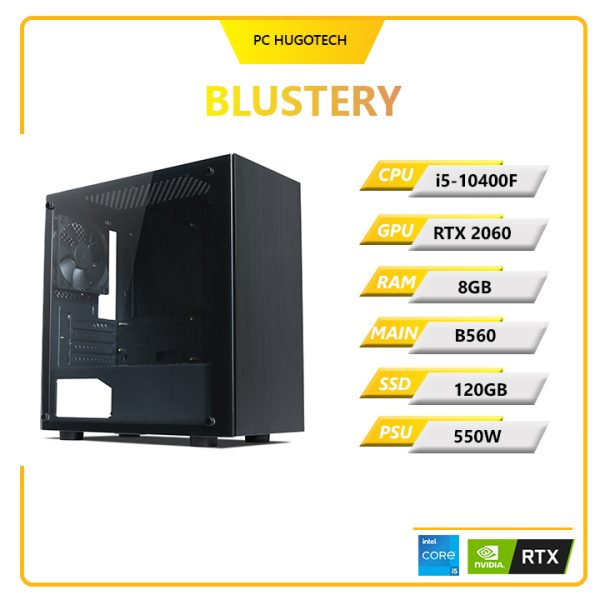 PC Hugotech Blustery 2060 (i5-10400F/VGA RTX 2060/RAM 16GB(2x8GB)/B660/SSD 500GB/450W)