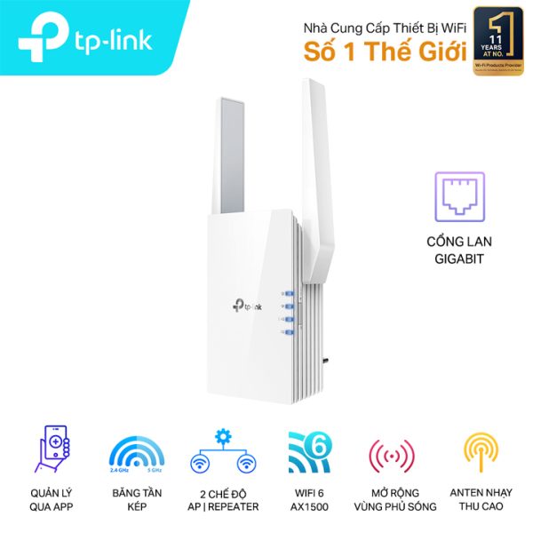 Bộ Mở Rộng Sóng Wi-Fi AX1500 TP-Link RE505X