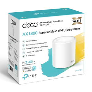 Router Mesh Wi-Fi 6 Băng tần kép AX1800 TP-Link Deco X20(1-pack)