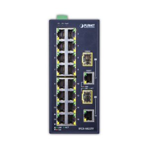 Industrial Switch 16 Port 100Mbps + 2 Port Gigabit TP/SFP Combo Ethernet PLANET IFGS-1822TF