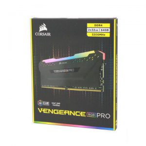 KIT Ram Corsair Vengeance RGB Pro Black 64GB (2x32GB) DDR4 3200Mhz CMW64GX4M2E3200C16