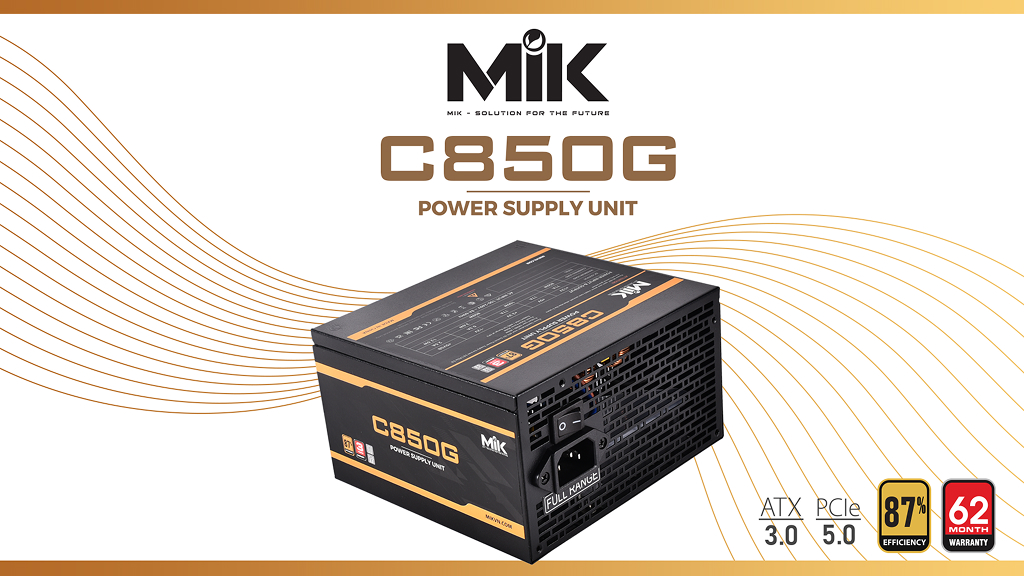 Nguồn MIK C850G 850W 80 Plus Gold (ATX 3.0 - PCIE 5.0) Nguồn MIK C850G 850W 80 Plus Gold (ATX 3.0 - PCIE 5.0)