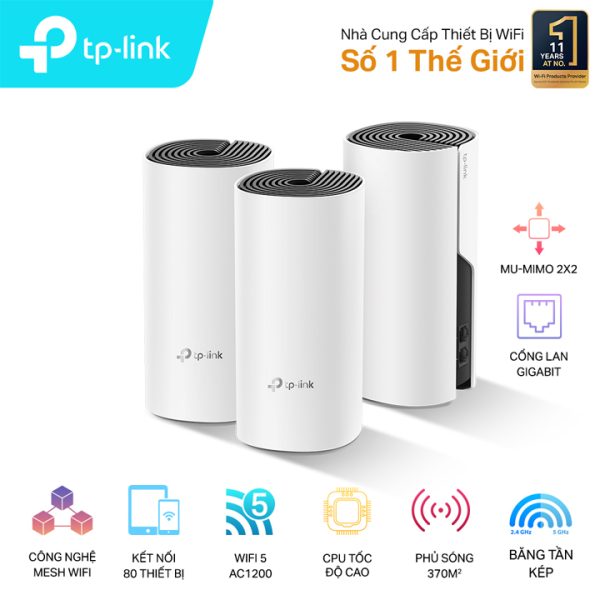 Router Mesh Wi-Fi gia đình chuẩn AC1200 TP-Link Deco M4(3-Pack)