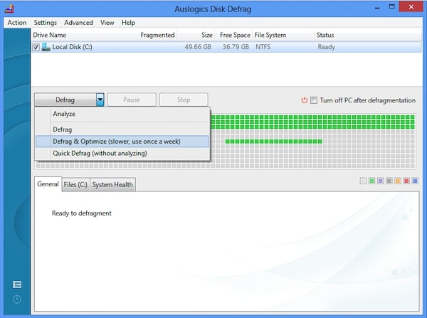 Auslogics Disk Defrag chống phân mảnh từng file cụ thể, tiết kiệm thời gian