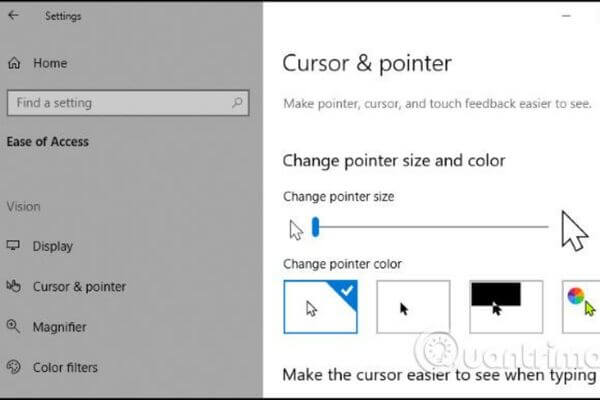 Cách thay đổi màu, kích cỡ con trỏ chuột Win 10