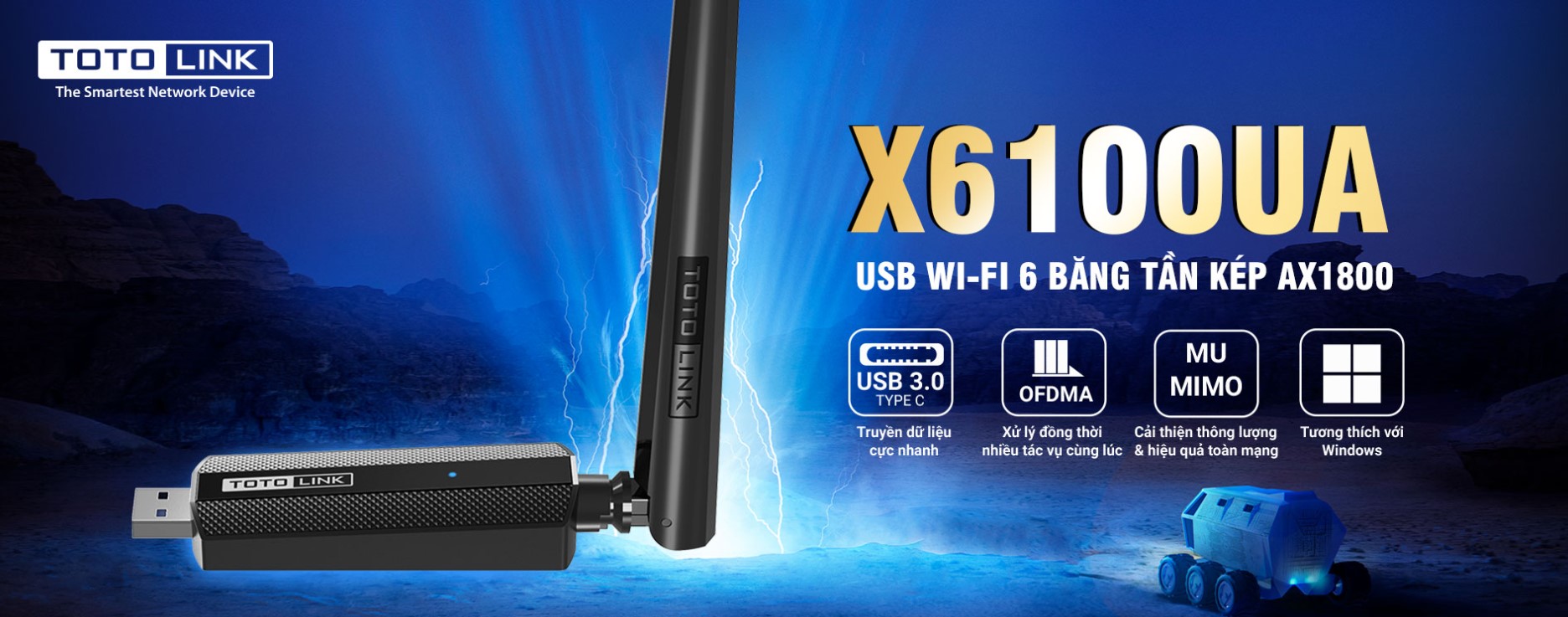 USB Wi-Fi 6 băng tần kép AX1800 TOTOLINK X6100UA